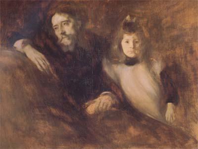 Eugene Carriere Alphonse Daudet and His Daughter (mk06) oil painting picture